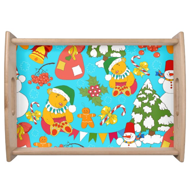 Teddy Bear Christmas: Kid-Friendly Pattern. Serving Tray (Front)