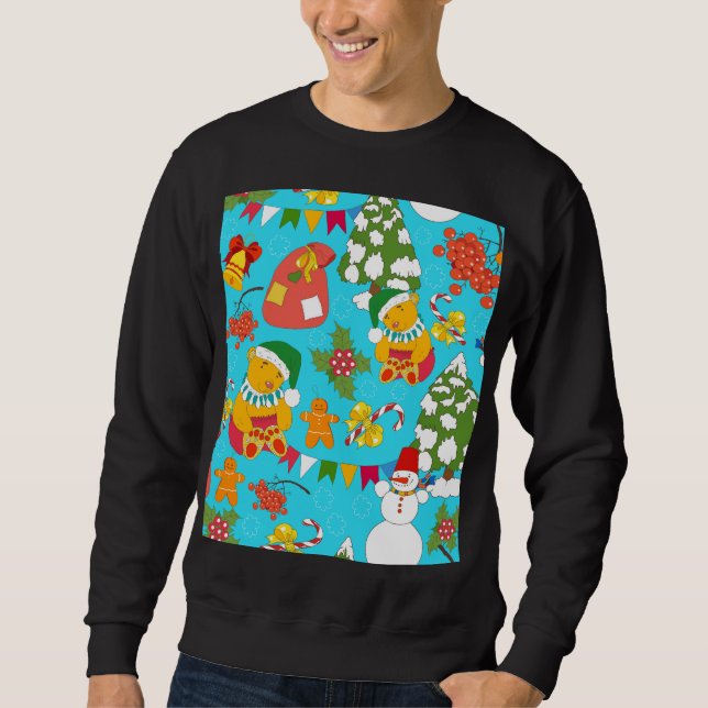 Teddy Bear Christmas: Kid-Friendly Pattern. Sweatshirt (Front)