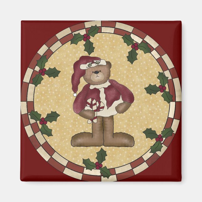 Teddy Bear Christmas Magnet (Front)