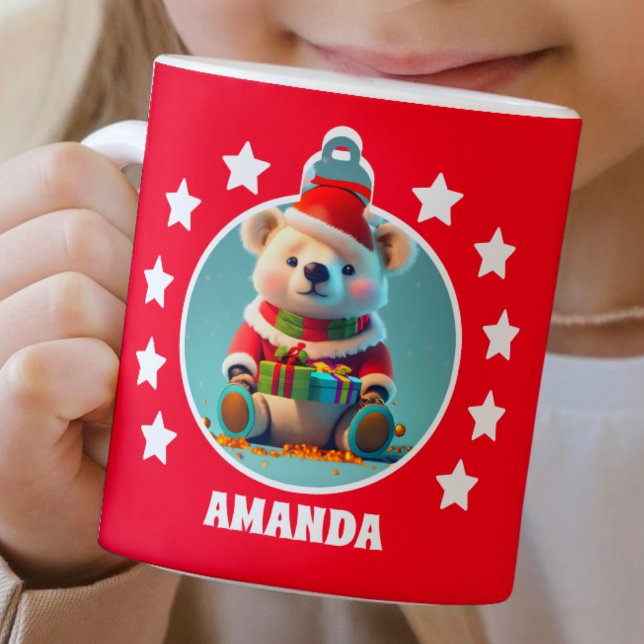 Teddy Bear Christmas Red Kids Hot Chocolate Mug (Creator Uploaded)