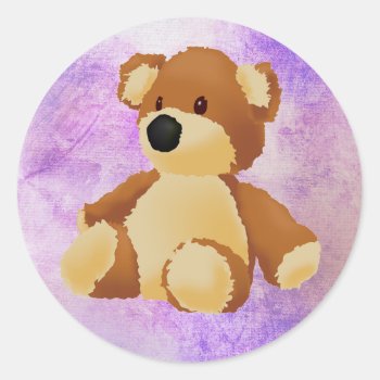 Teddy Bear Circle Sticker by WingSong at Zazzle