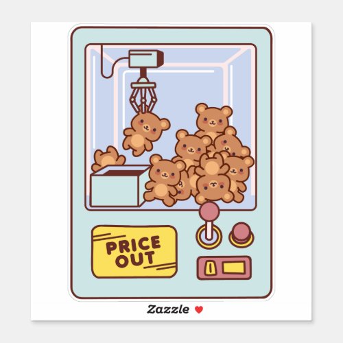 TEDDY BEAR CLAW MACHINE STICKER