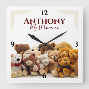 Teddy Bear Clock With Name Wall Clock