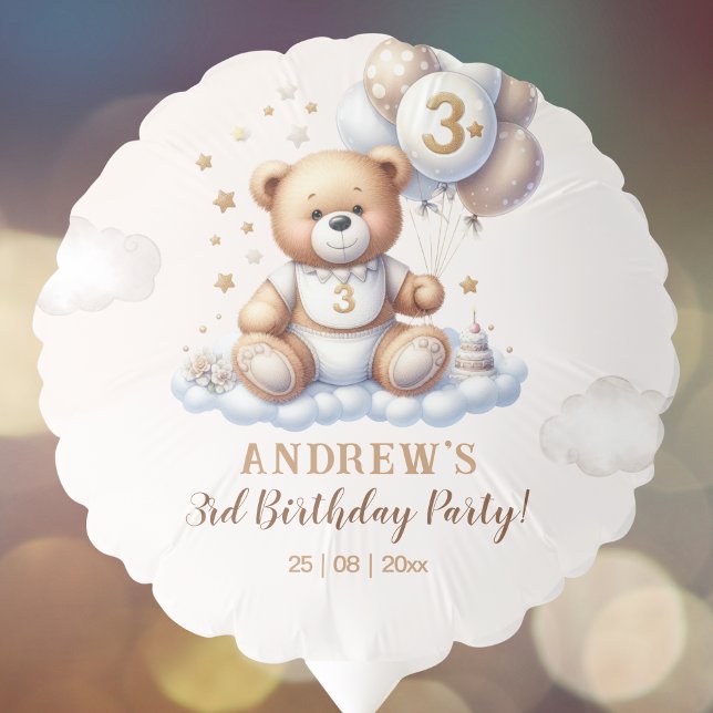 Teddy Bear Cloud – 3rd Birthday Party Decoration Balloon (Creator Uploaded)