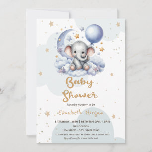 Teddy Bear Cloud Moon Stars Mailbox Baby Shower Invitation