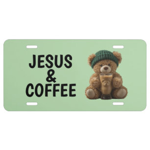 Teddy Bear Coffee & Jesus License Plate