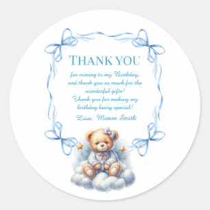 Teddy Bear Colorful Balloon Beary First Birthday Classic Round Sticker