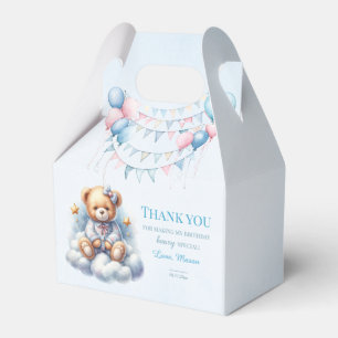 Teddy Bear Colorful Balloon Beary First Birthday Favor Boxes