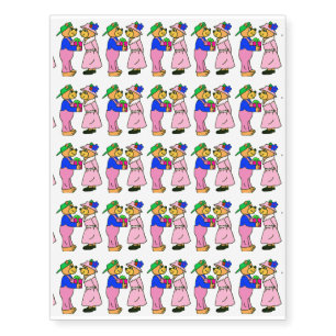 Teddy Bear Couple Temporary Tattoo Sheets