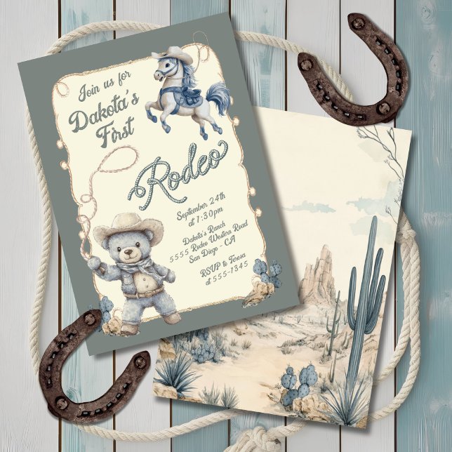 Teddy Bear Cowboy Horse Rodeo Birthday Invitation (Creator Uploaded)