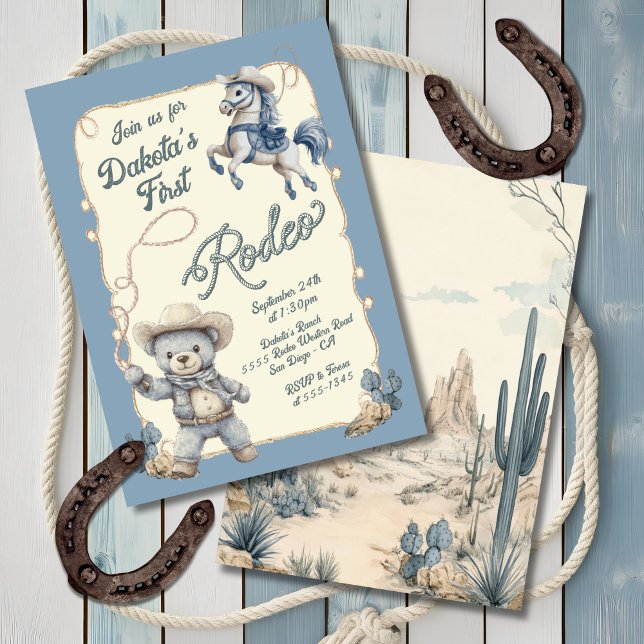 Teddy Bear Cowboy Horse Rodeo Birthday Invitation (Creator Uploaded)