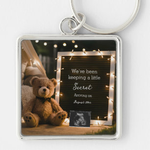 Teddy Bear Cozy Night Pregnancy Announcement gift Keychain