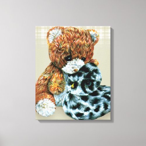Teddy bear cuddles canvas wrap print
