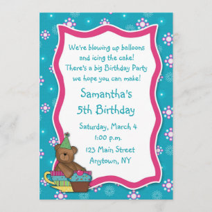 Teddy Bear Cupcake Birthday Invitation