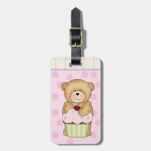 Teddy Bear Cupcake Party Luggage Tag