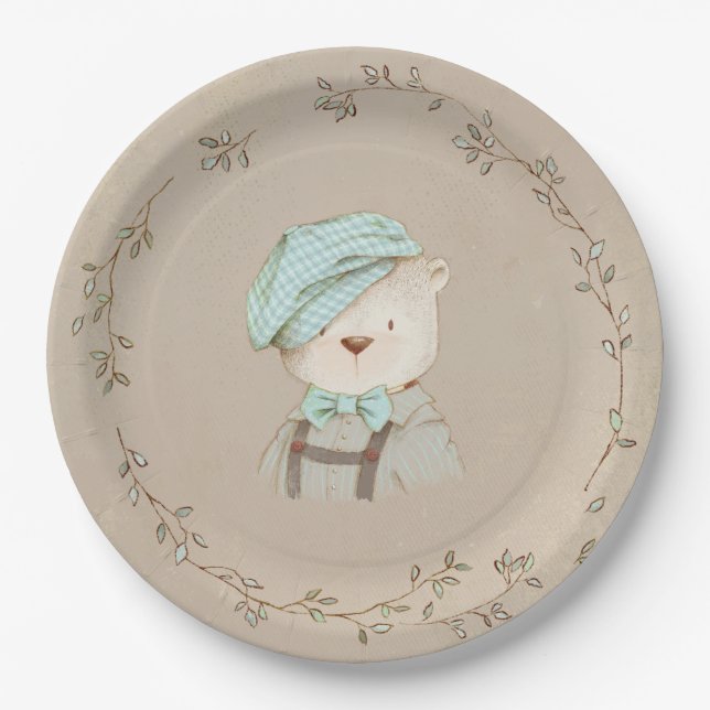 Teddy Bear Cute Adorable Paper Plates (Front)