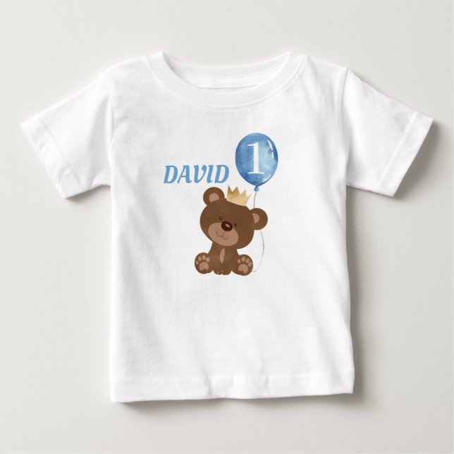 Teddy Bear Cute Baby Boy Birthday T-Shirt (Front)