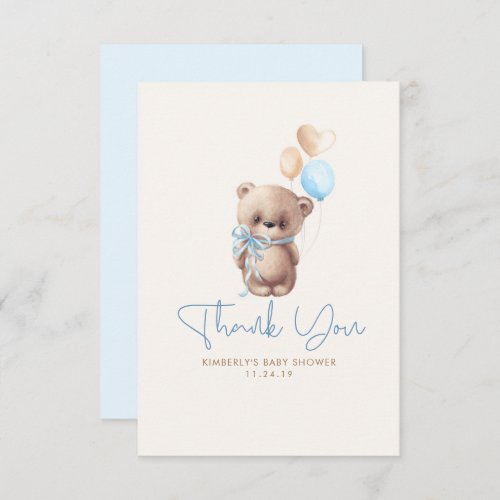 Teddy Bear Cute Boy Baby Shower Thank You