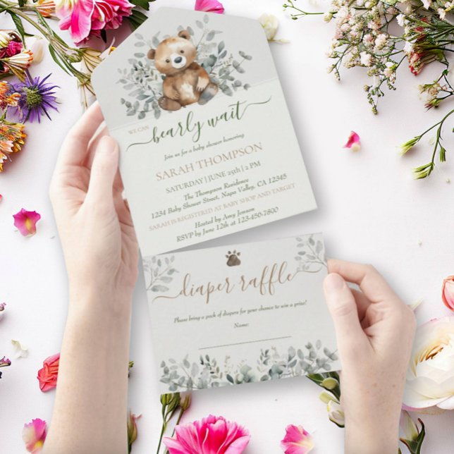 Teddy Bear Cute Gender Neutral Baby Baby Shower Al All In One Invitation (Creator Uploaded)