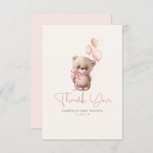 Teddy Bear Cute Girl Baby Shower Thank You