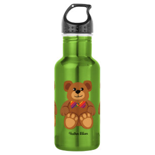 Teddy Bear Cute Kids Water Bottle with Name