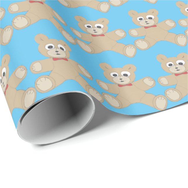 Teddy Bear Cute Pattern Wrapping Paper (Roll Corner)