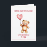 Teddy Bear Cute Pink Balloon Happy 1st Birthday Card<br><div class="desc">Teddy Bear Cute Pink Balloon Happy 1st Birthday Card. Make it yours! Click "Personalize this template" to customize the text, colors, background, or fonts. If you have any questions about customizing your product or need design adjustments, just click the "Message" button below. We're always happy to help you create something...</div>