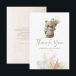 Teddy Bear Cute Sage Green Baby Shower Thank You Card<br><div class="desc">Sage green,  gold and brown balloons teddy bear baby shower small cute thank you cards</div>