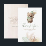 Teddy Bear Cute Sage Green Baby Shower Thank You Card<br><div class="desc">Sage green,  gold and brown balloons teddy bear baby shower small cute thank you cards</div>