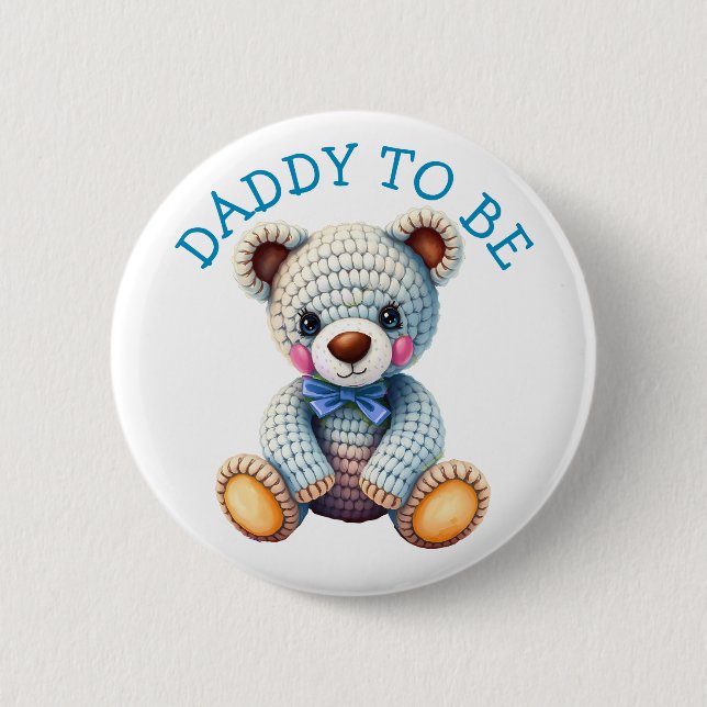 Teddy Bear  | Daddy to Be Baby Shower Button (Front)