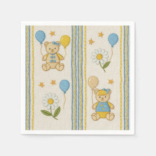 Teddy Bear Daisy Garden Pattern (10) Napkins