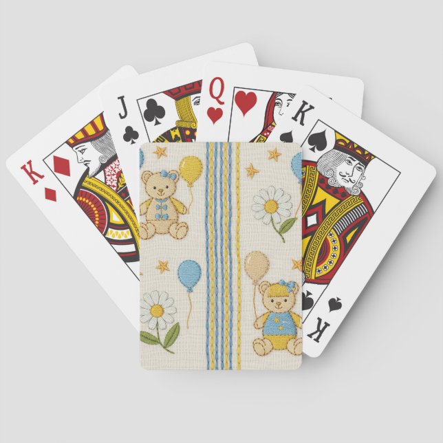 Teddy Bear Daisy Garden Pattern (10) Poker Cards (Back)