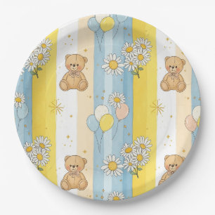 Teddy Bear Daisy Garden Pattern (13) Paper Plates