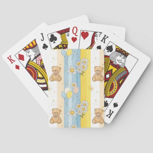 Teddy Bear Daisy Garden Pattern (13) Poker Cards