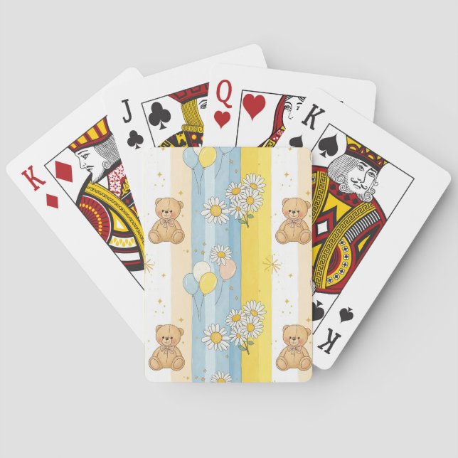 Teddy Bear Daisy Garden Pattern (13) Poker Cards (Back)
