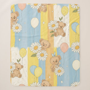 Teddy Bear Daisy Garden Pattern (13) Sherpa Blanket