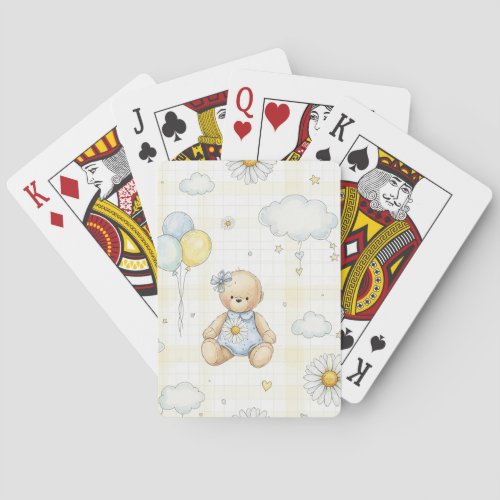 Teddy Bear Daisy Garden Pattern (15) Poker Cards