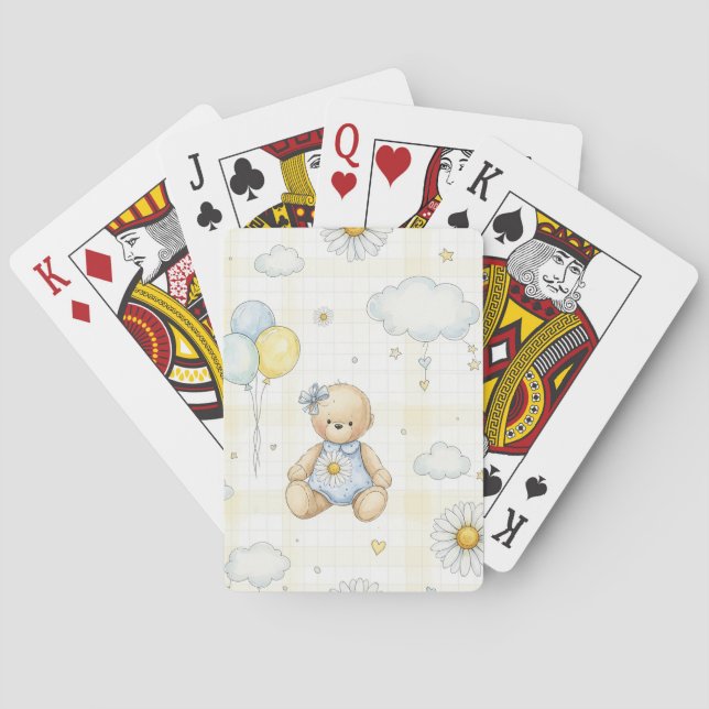 Teddy Bear Daisy Garden Pattern (15) Poker Cards (Back)