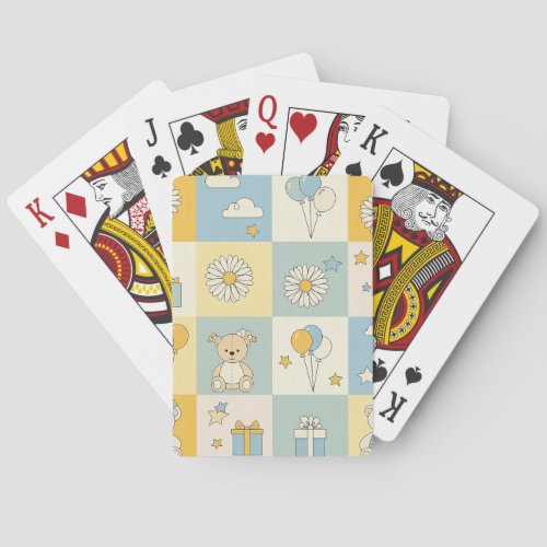 Teddy Bear Daisy Garden Pattern (17) Poker Cards
