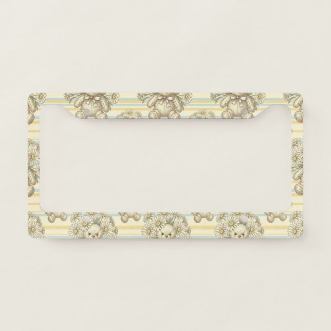 Teddy Bear Daisy Garden Pattern (1) License Plate Frame (Front)