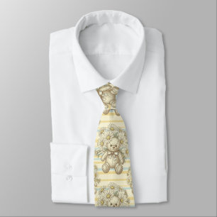 Teddy Bear Daisy Garden Pattern (1) Neck Tie