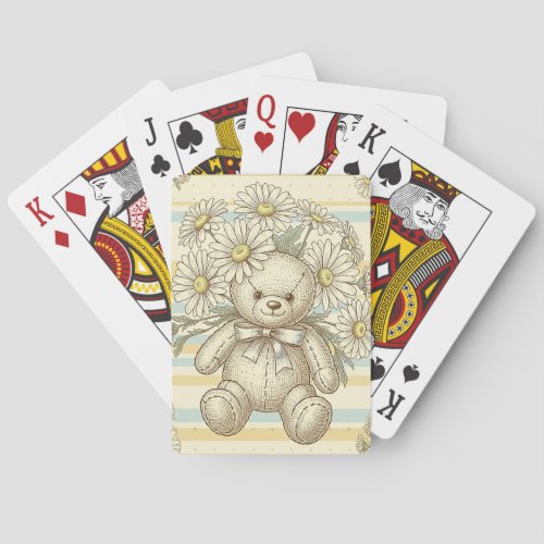 Teddy Bear Daisy Garden Pattern (1) Poker Cards