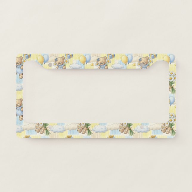Teddy Bear Daisy Garden Pattern (2) License Plate Frame (Front)