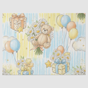 Teddy Bear Daisy Garden Pattern (3) Tissue Paper