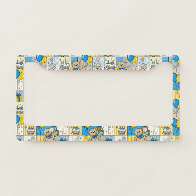 Teddy Bear Daisy Garden Pattern (4) License Plate Frame (Front)