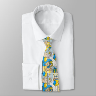 Teddy Bear Daisy Garden Pattern (4) Neck Tie