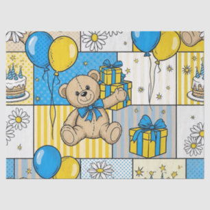 Teddy Bear Daisy Garden Pattern (4) Tissue Paper