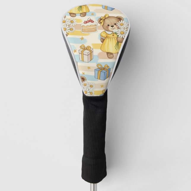 Teddy Bear Daisy Garden Pattern (5) Golf Head Cover (Front)