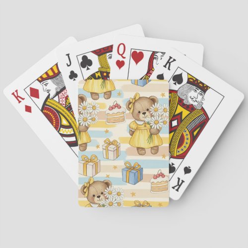 Teddy Bear Daisy Garden Pattern (5) Poker Cards