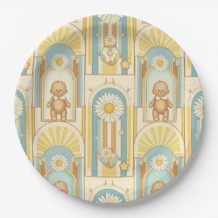 Teddy Bear Daisy Garden Pattern (6) Paper Plates